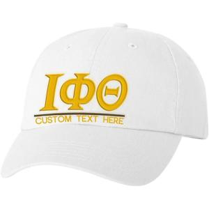 Personalized Iota Phi Theta Greek Line Hat(White)