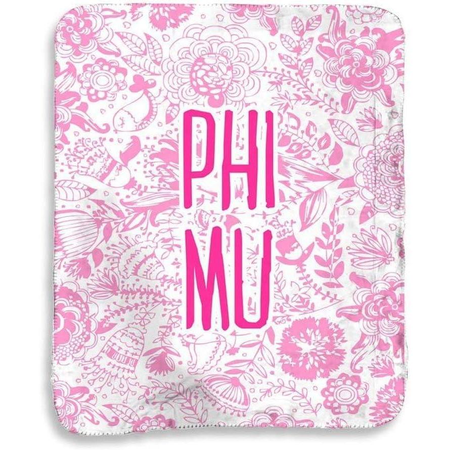 imageGreekgear Phi Mu Floral Sherpa Lap Blanket