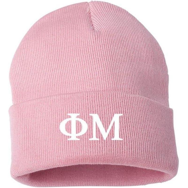 imageGreekgear Phi Mu Greek Letter Knit Cap Pink