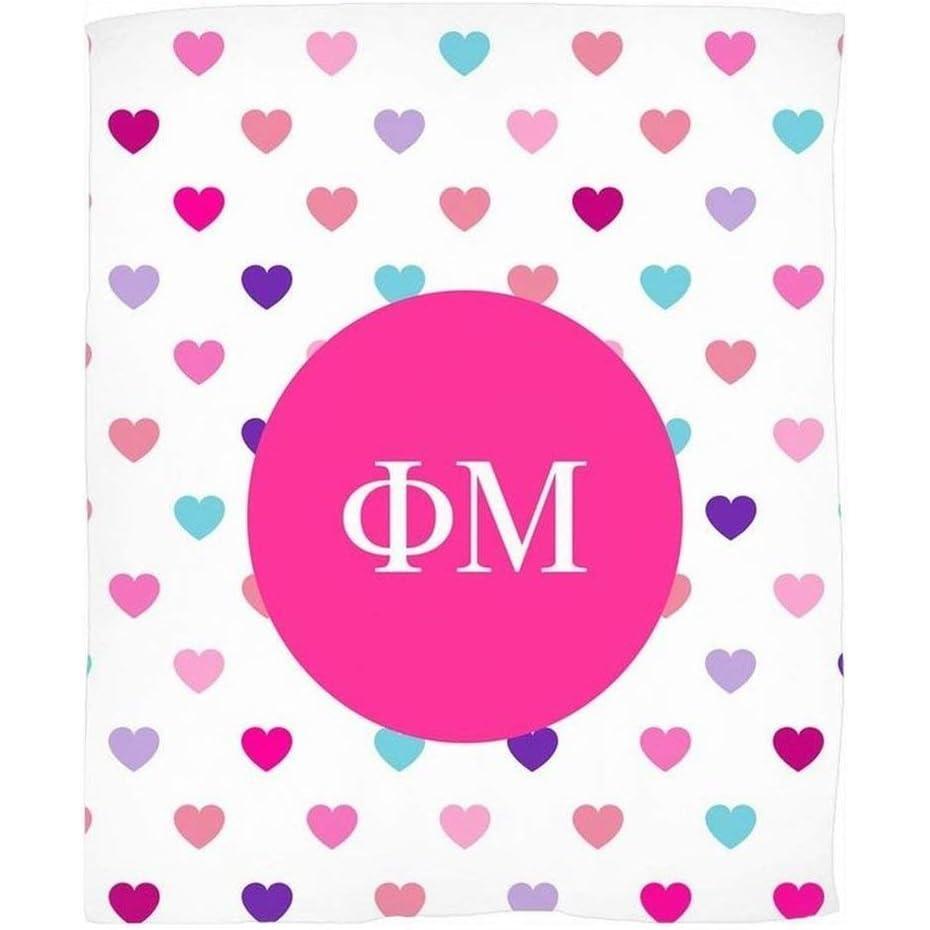 imageGreekgear Phi Mu Hearts Fleece Blanket