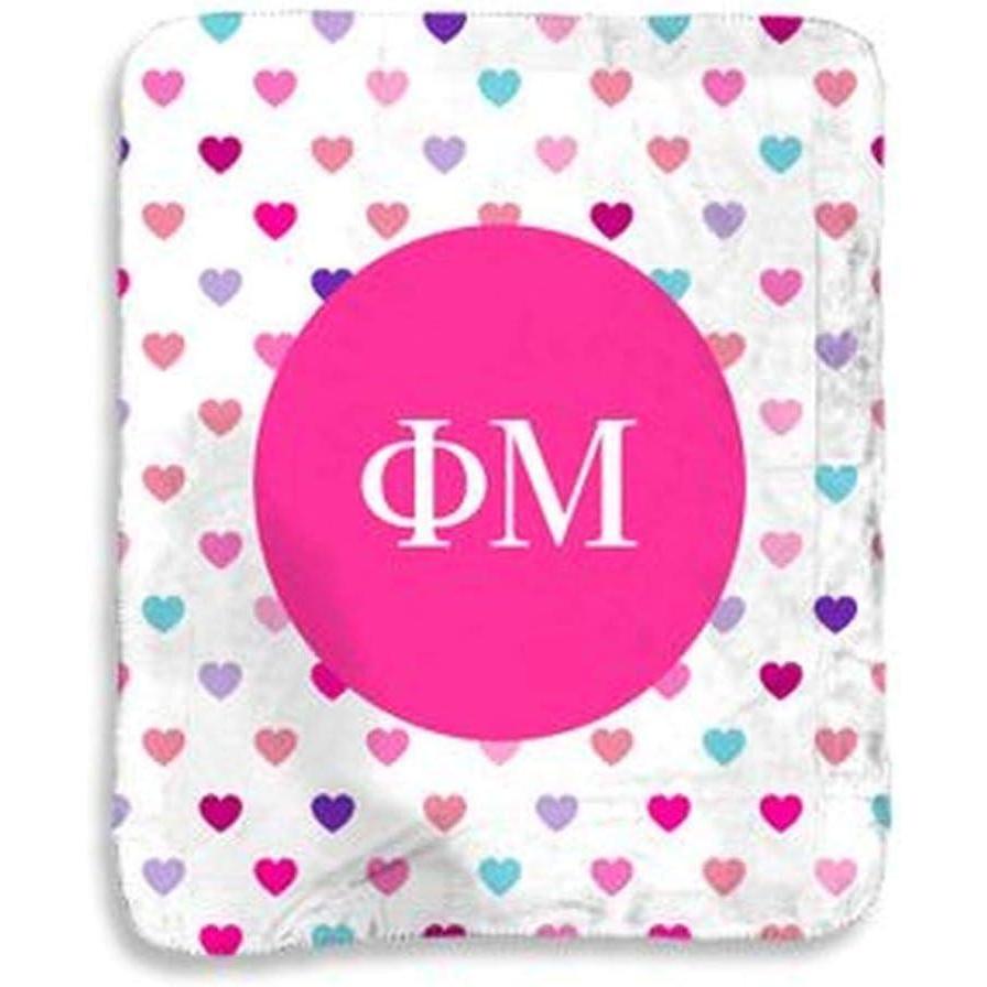imageGreekgear Phi Mu Hearts Sherpa Lap Blanket
