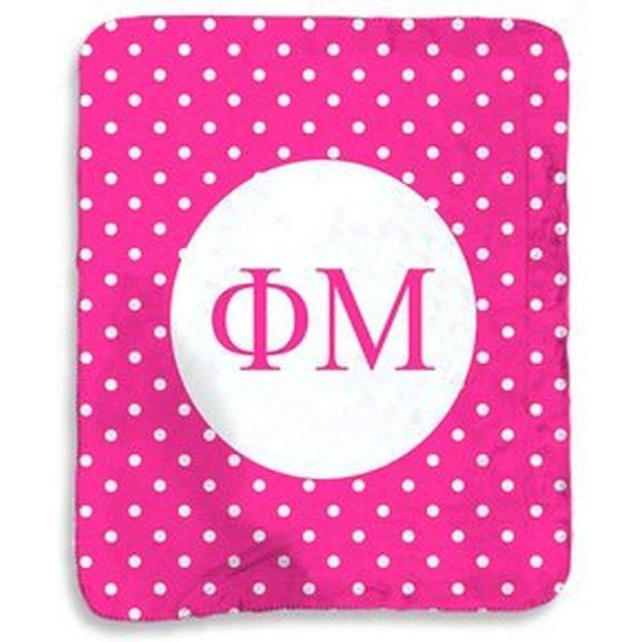 imageGreekgear Phi Mu Polka Dots Sherpa Lap Blanket
