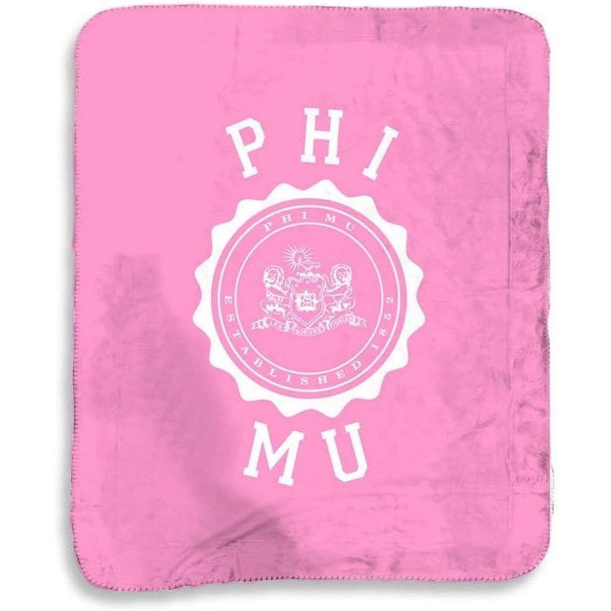 imageGreekgear Phi Mu Seal Sherpa Lap Blanket Pink