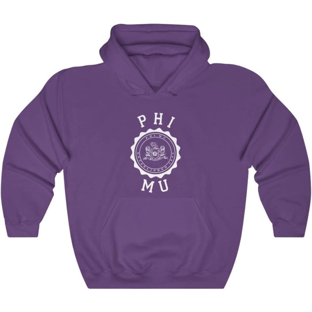 imageGreekgear Phi Mu Unisex College Seal HoodiePurple