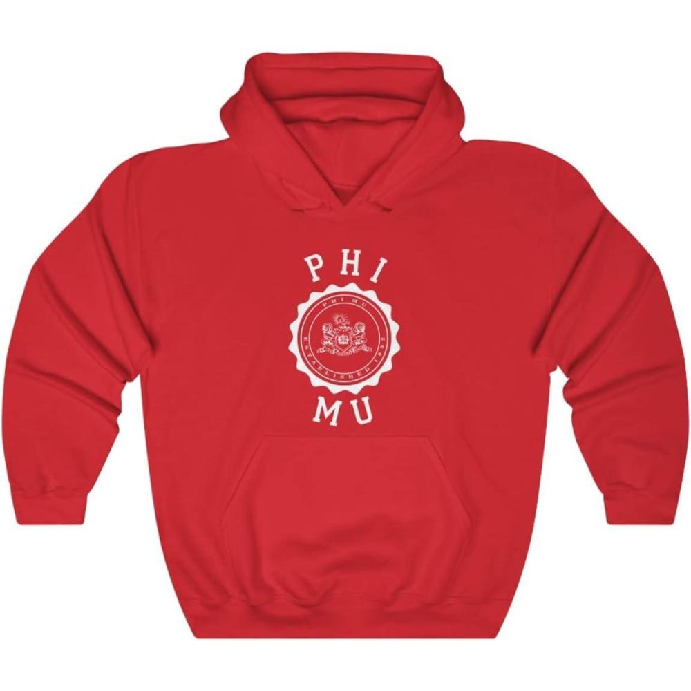 imageGreekgear Phi Mu Unisex College Seal HoodieRed