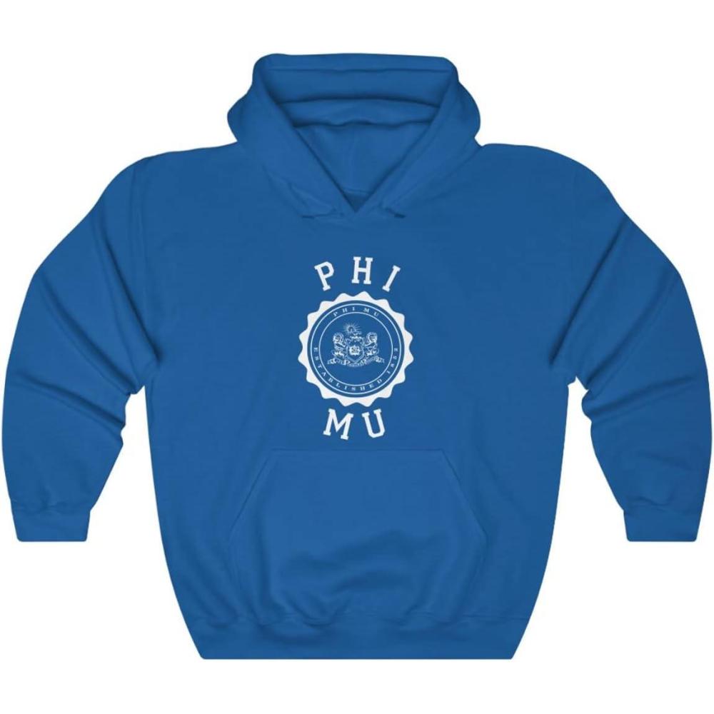 imageGreekgear Phi Mu Unisex College Seal HoodieRoyal