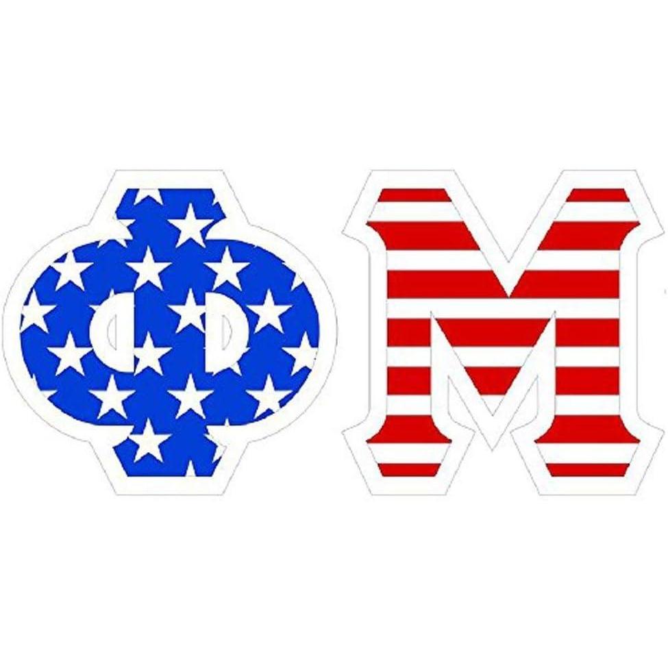 imagePhi Mu American Flag Greek Letter Sticker