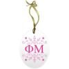 Phi Mu Holiday Color Snowflake Glass Christmas Ornament