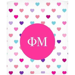Greekgear Phi Mu Hearts Fleece Blanket