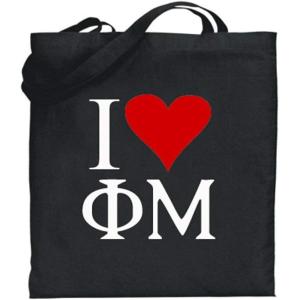 Greekgear Phi Mu I Love Tote Bags Black