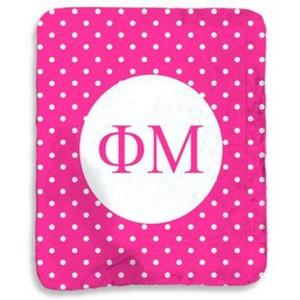 Greekgear Phi Mu Polka Dots Sherpa Lap Blanket