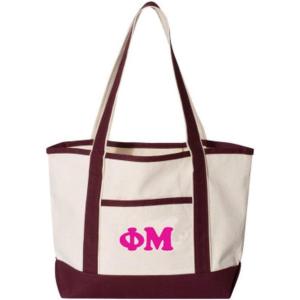 Greekgear Phi Mu Sailing Tote Bag(Natural/ Maroon)
