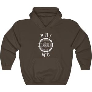 Greekgear Phi Mu Unisex College Seal Hoodie(Dark Chocolate)