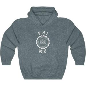 Greekgear Phi Mu Unisex College Seal Hoodie(Dark Heather)