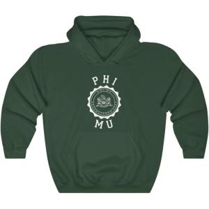 Greekgear Phi Mu Unisex College Seal Hoodie(Forest Green)