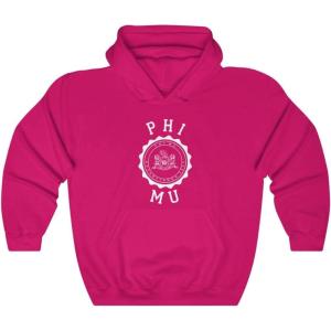 Greekgear Phi Mu Unisex College Seal Hoodie(Heliconia)