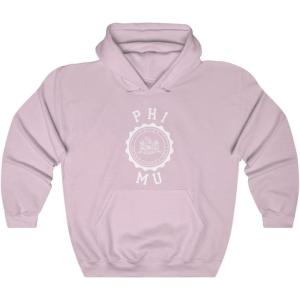 Greekgear Phi Mu Unisex College Seal Hoodie(Light Pink)
