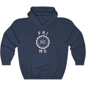 Greekgear Phi Mu Unisex College Seal Hoodie(Navy)