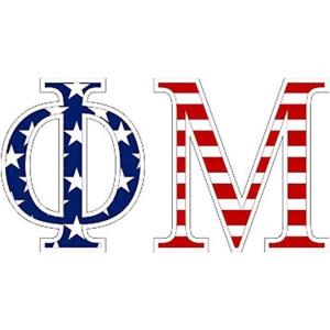 Phi Mu American Flag Greek Letter Sticker – 2.5″ Tall