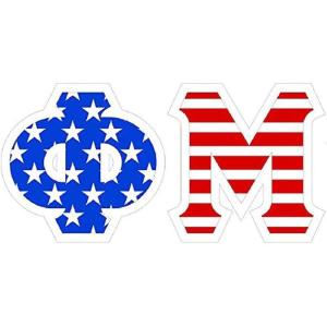 Phi Mu American Flag Greek Letter Sticker