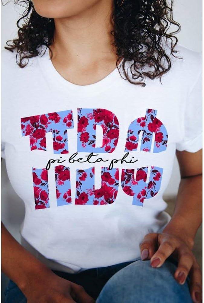 imagePi Beta Phi Floral Big Lettered TShirtWhite