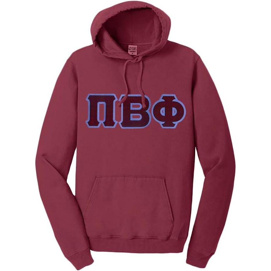 imageGreekgear PI Beta Phi PigmentDyed Lettered Hooded SweatshirtMerlot