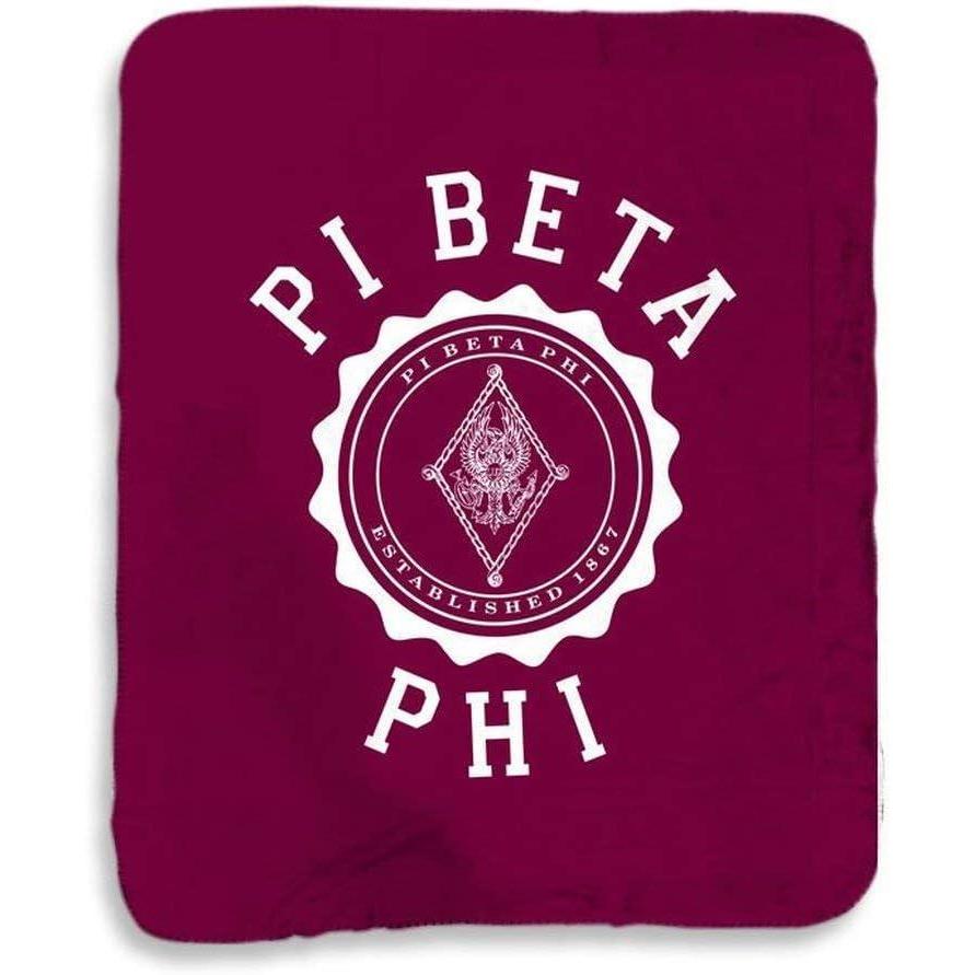 imageGreekgear Pi Beta Phi Seal Sherpa Lap Blanket Maroon