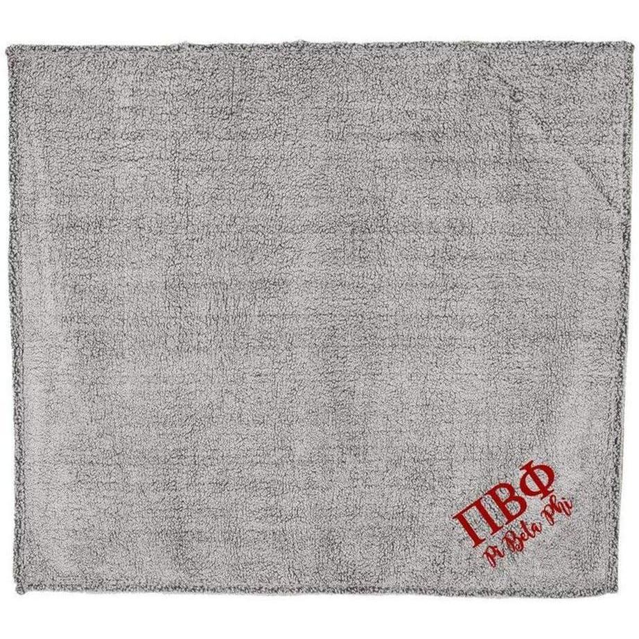 imageGreekgear Pi Beta Phi Sherpa Blanket Charcoal wMaroon Thread Color