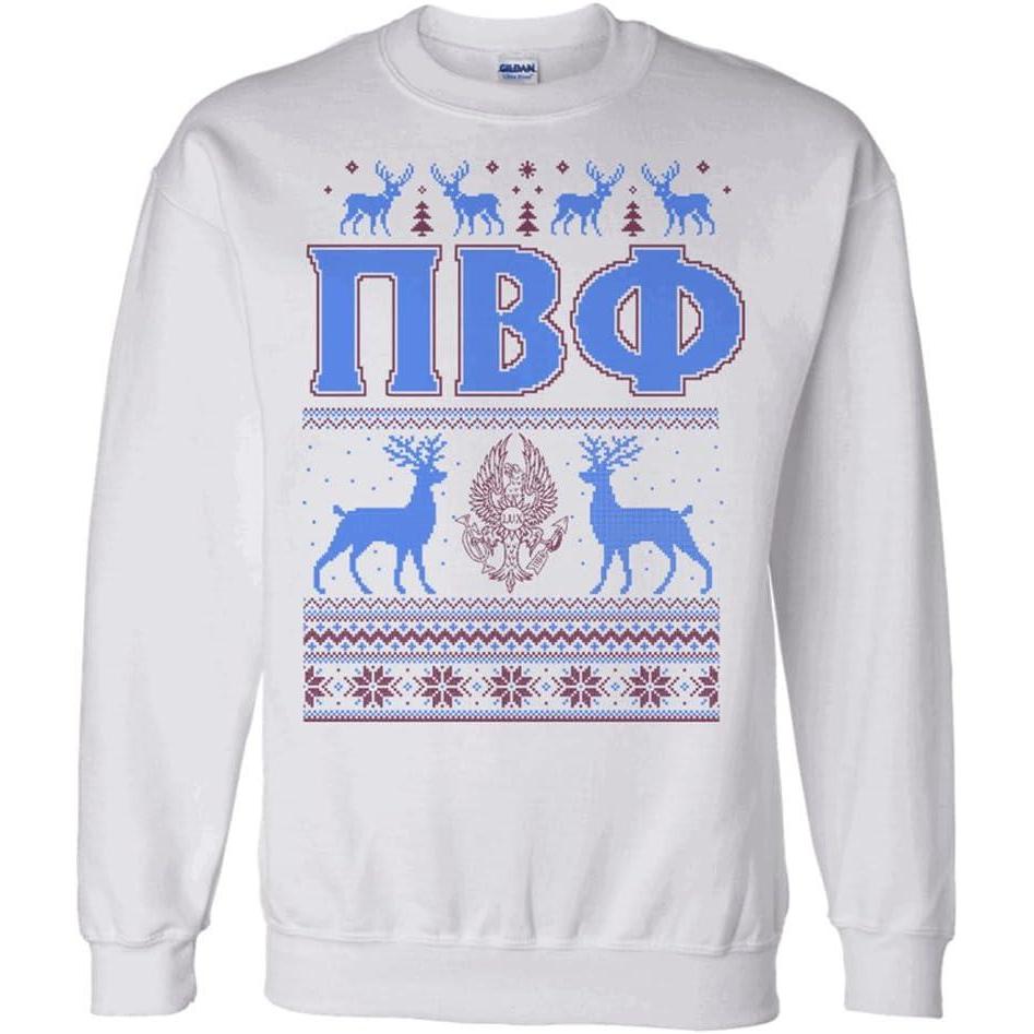 imageGreekgear Pi Beta Phi Ugly Christmas Sweater Crewneck SweatshirtWhite