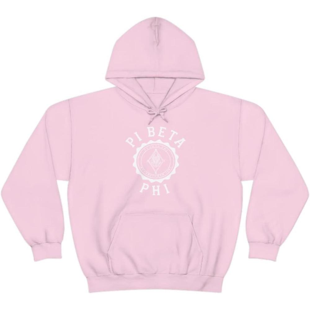 imageGreekgear Pi Beta Phi Unisex College Seal Hoodie Small BlackLight Pink