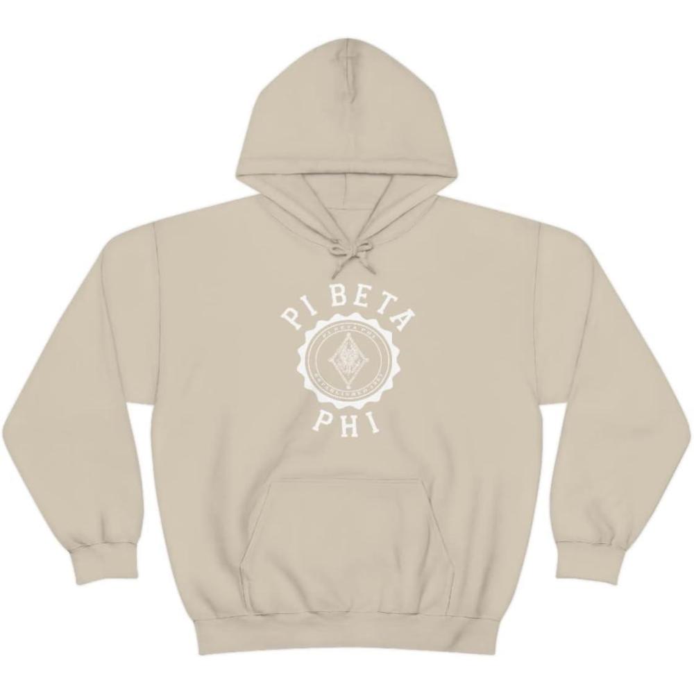 imageGreekgear Pi Beta Phi Unisex College Seal Hoodie Small BlackSand
