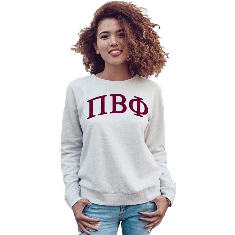 imagePi Beta Phi Arched Greek Lettered Crewneck SweatshirtLight Grey