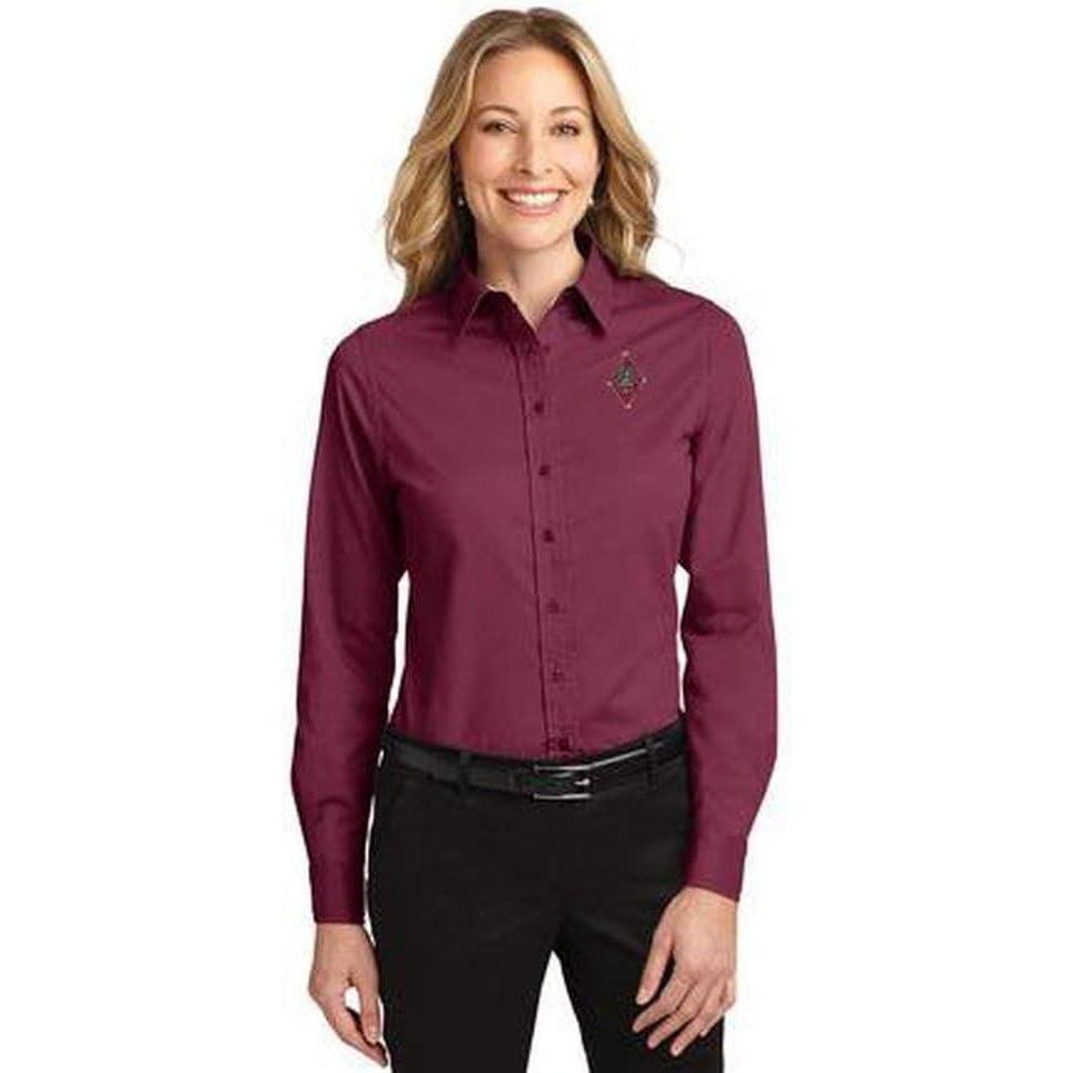 imagePi Beta Phi Long Sleeve OxfordBurgundyLight Stone