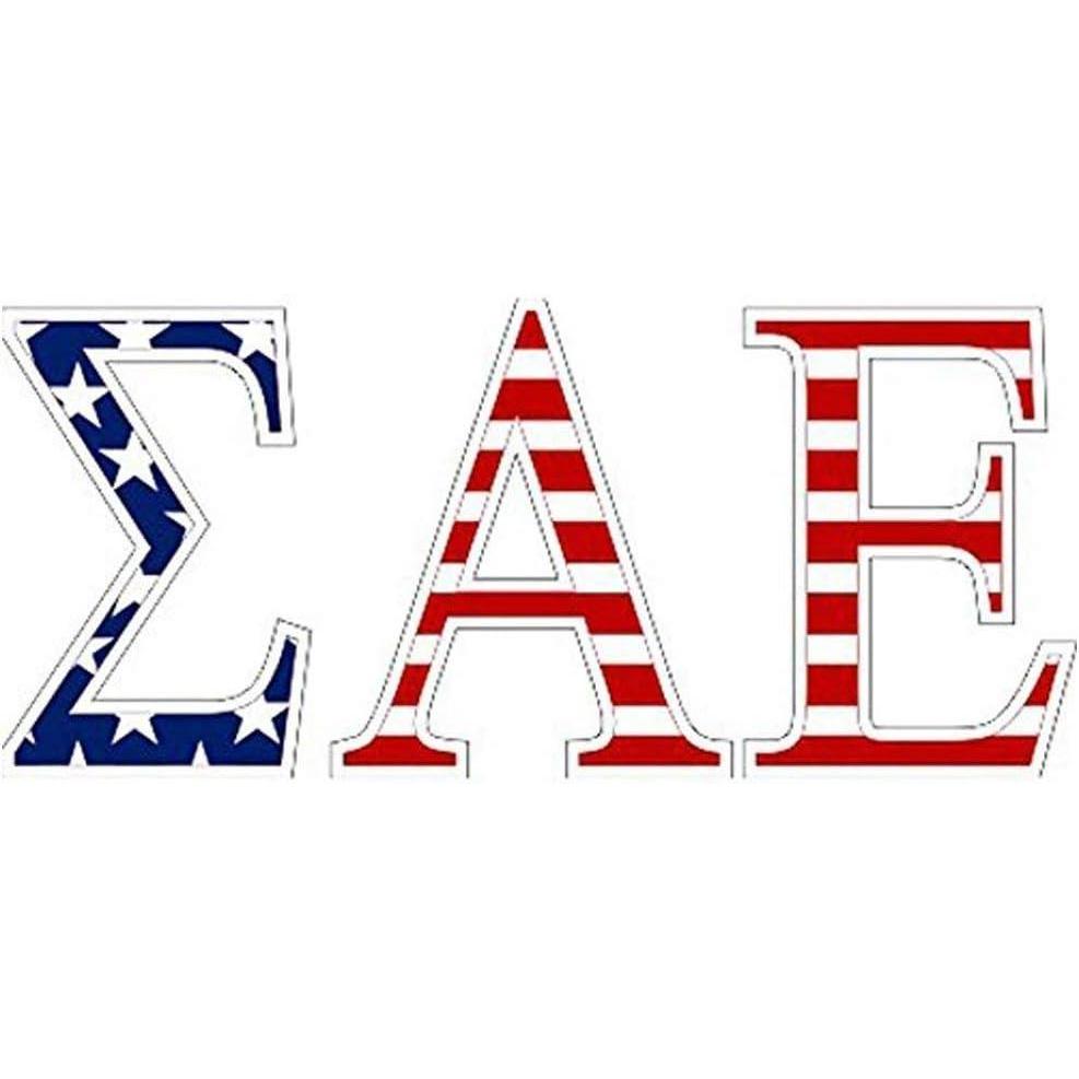 imageSigma Alpha Epsilon SAE American Flag Greek Letter Sticker25 Tall