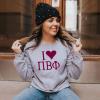 I Love Pi Beta Phi Crewneck Sweatshirt(Light Grey)