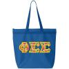 Greekgear Phi Sigma Sigma Custom Satin Stitch Tote Bag(Royal Blue)