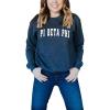 Greekgear Pi Beta Phi Letterman Crewneck Sweatshirt(Navy Blue)