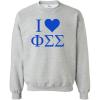 Phi Sigma Sigma I Love Crewneck Sweatshirt(Light Grey)