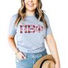 Pi Beta Phi Lettered Greek Short Sleeve T-Shirt(Ice Blue)