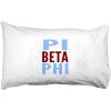 Pi Beta Phi Name Stack Pillow Cover White w/Light Blue/Red Imprint Color