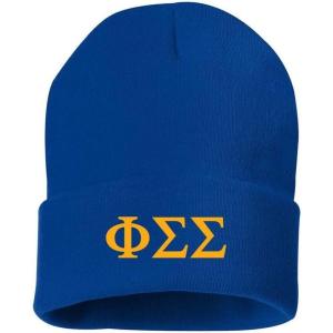 Greekgear Phi Sigma Sigma Greek Letter Knit Cap Royal Blue