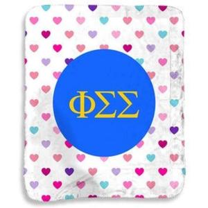 Greekgear Phi Sigma Sigma Hearts Sherpa Lap Blanket
