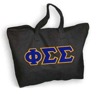 Greekgear Phi Sigma Sigma Lettered Tote Bag(Black)