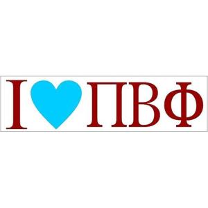 Greekgear Pi Beta Phi I Love Bumper Sticker
