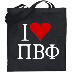Greekgear Pi Beta Phi I Love Tote Bags(Black)