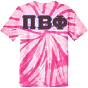 Greekgear Pi Beta Phi Lettered Tie-Dye T-Shirts(Pink)