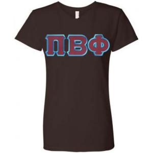 Greekgear Pi Beta Phi Lettered V Neck Tee(Brown)