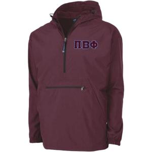 Greekgear Pi Beta Phi Tackle Twill Lettered Pack N Go Pullover(Maroon)