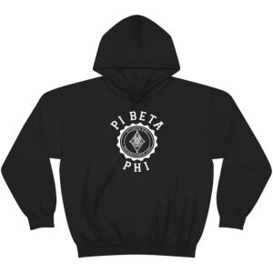 Greekgear Pi Beta Phi Unisex College Seal Hoodie Small Black(Black)