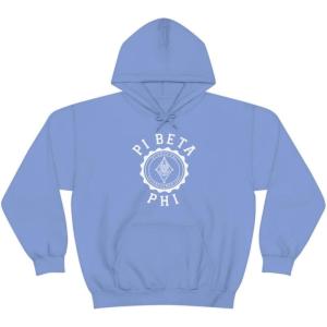 Greekgear Pi Beta Phi Unisex College Seal Hoodie Small Black(Carolina Blue)
